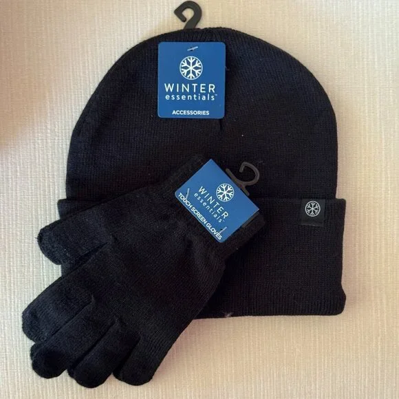 Winter Essential Touch Screen Hat & Glove Set Touch Screen Gloves - Picture 1 of 3